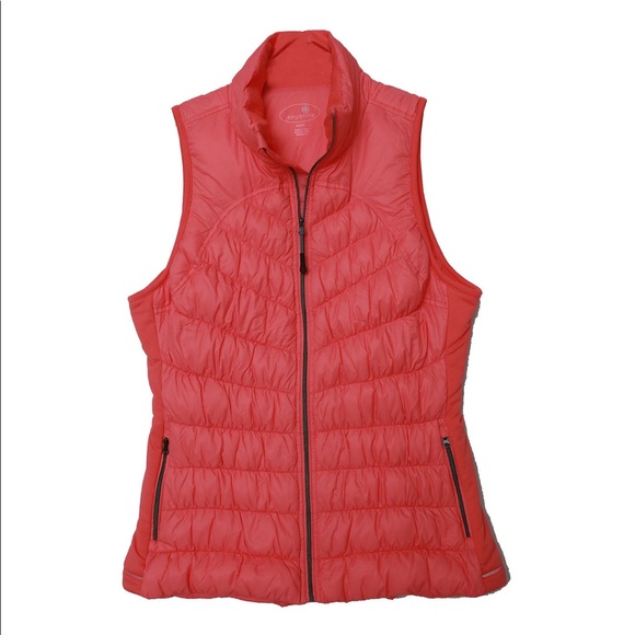 Tangerine Jackets & Blazers - Tangerine lightweight shirring down zip puffer vest